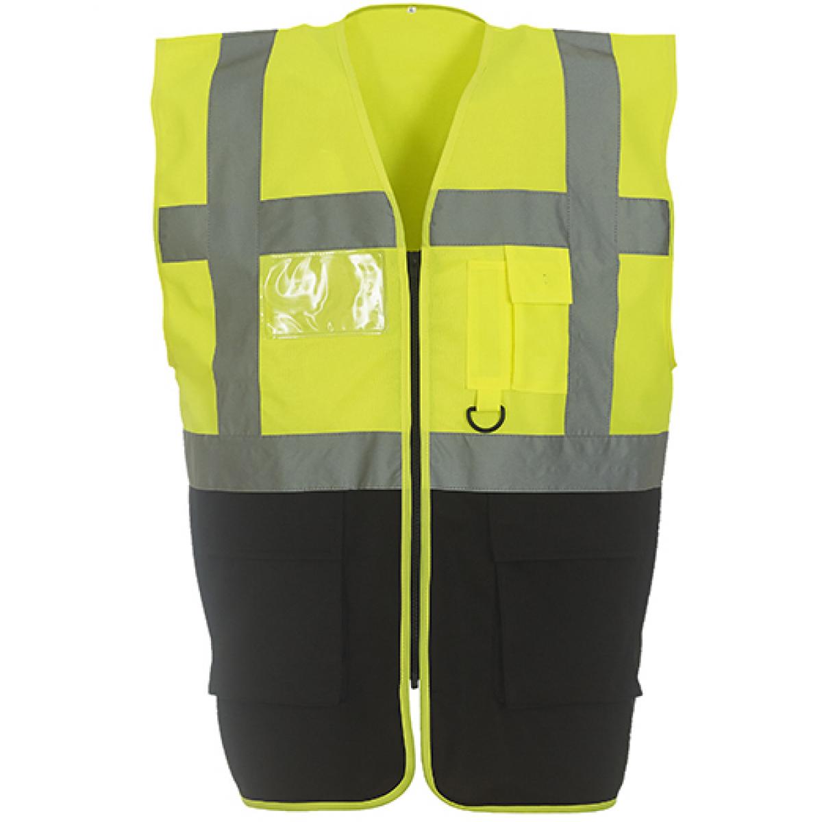 Hersteller: YOKO Herstellernummer: HVW801 Artikelbezeichnung: Herren Multi-Functional Executive Waistcoat Farbe: Hi-Vis Yellow/Black