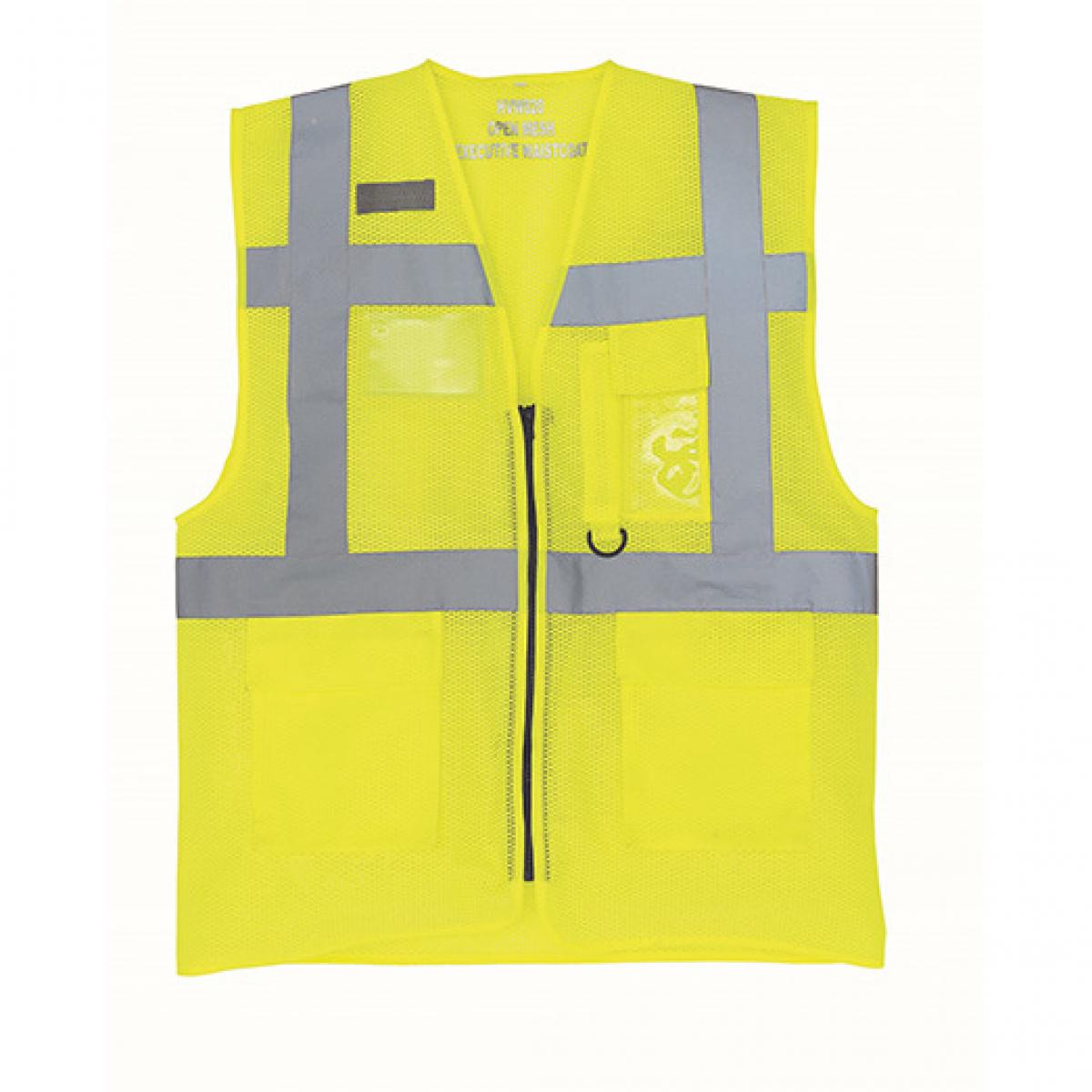 Hersteller: YOKO Herstellernummer: HVW820 Artikelbezeichnung: Herren Hi Vis Top Cool Open Mesh Executive Waistcoat Farbe: Hi-Vis Yellow