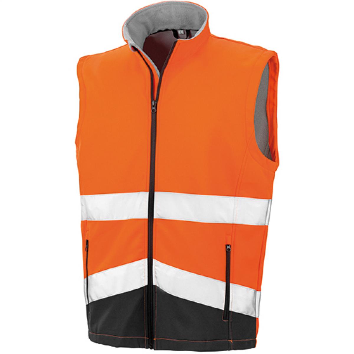 Hersteller: Result Herstellernummer: R451X Artikelbezeichnung: Herren Printable Safety Softshell Gilet Farbe: Fluorescent Orange/Black