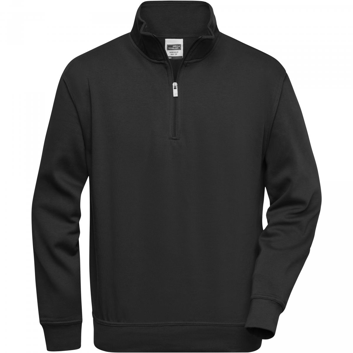 Hersteller: James+Nicholson Herstellernummer: JN831 Artikelbezeichnung: Workwear Half Zip Sweatshirt +Waschbar bis 60 °C Farbe: Black
