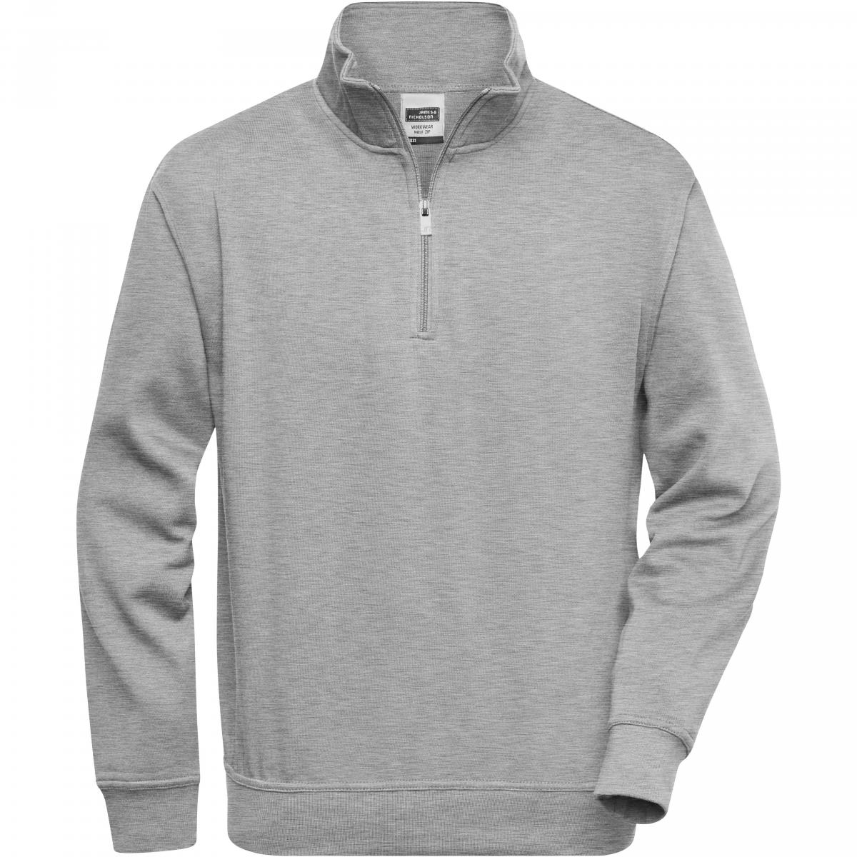 Hersteller: James+Nicholson Herstellernummer: JN831 Artikelbezeichnung: Workwear Half Zip Sweatshirt +Waschbar bis 60 °C Farbe: Grey Heather