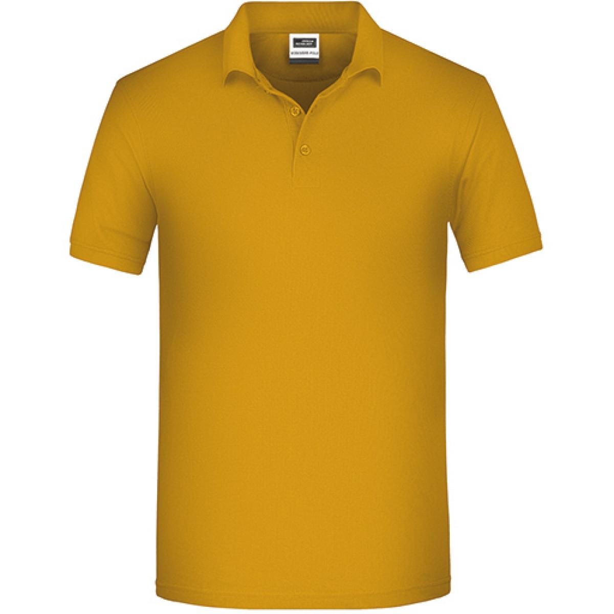 Hersteller: James+Nicholson Herstellernummer: JN874 Artikelbezeichnung: Herren Bio Workwear Polo, Bio-Baumwolle und Polyester Farbe: Gold Yellow