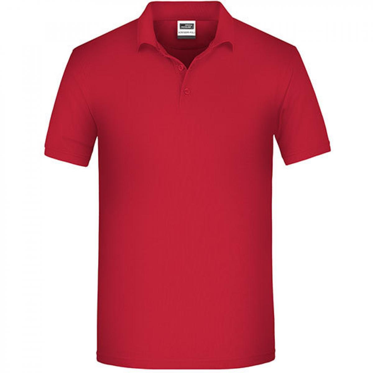 Hersteller: James+Nicholson Herstellernummer: JN874 Artikelbezeichnung: Herren Bio Workwear Polo, Bio-Baumwolle und Polyester Farbe: Red