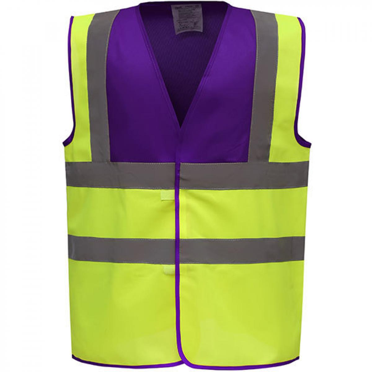 Hersteller: YOKO Herstellernummer: HVW100 Artikelbezeichnung: Sicherheitsweste High Visibility 2 Bands & Braces Waistcoat Farbe: Purple Yoke/Hi-Vis Yellow