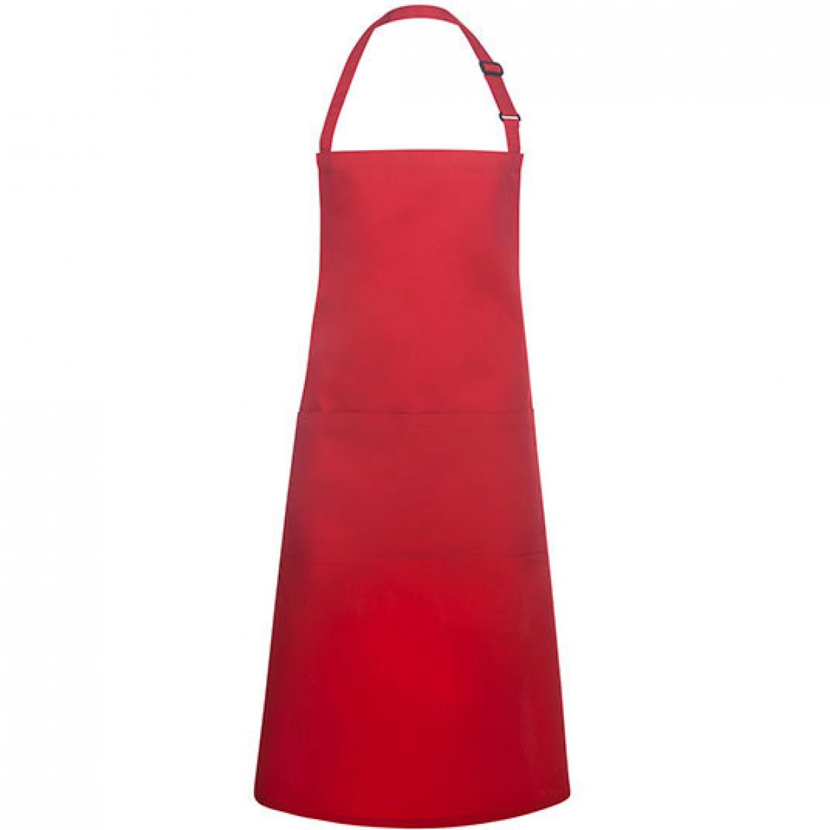 Hersteller: Karlowsky Herstellernummer: BLS5 Artikelbezeichnung: Latzschürze Basic mit Tasche und Schnalle - 75 x 90 cm Farbe: Red (ca. Pantone 200C)