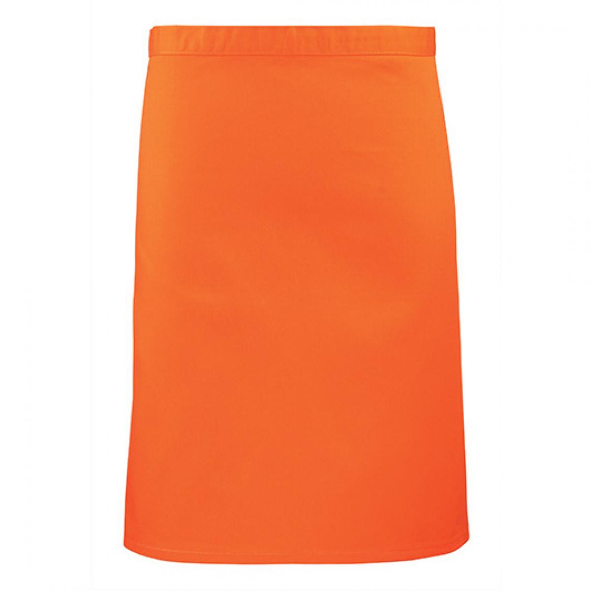 Hersteller: Premier Workwear Herstellernummer: PR151 Artikelbezeichnung: Bistroschürze - 70 x 50 cm - Hauswäsche: bis 60 °C Farbe: Orange (ca. Pantone 1655)