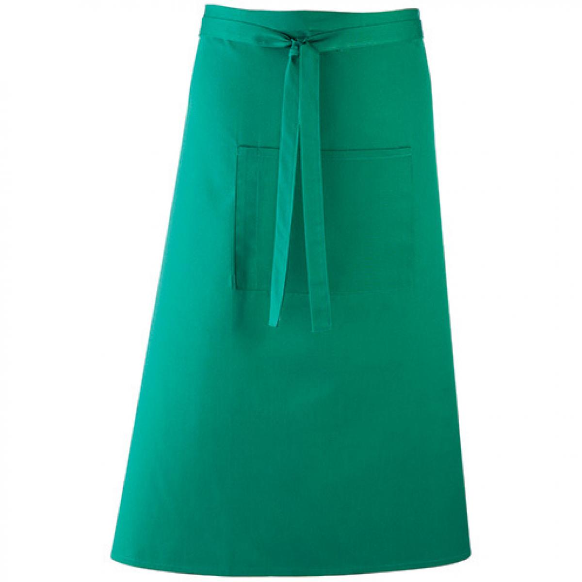 Hersteller: Premier Workwear Herstellernummer: PR158 Artikelbezeichnung: Barschürze Colours - 90 x 80 cm - Hauswäsche: bis 60 °C Farbe: Emerald (ca. Pantone 341)