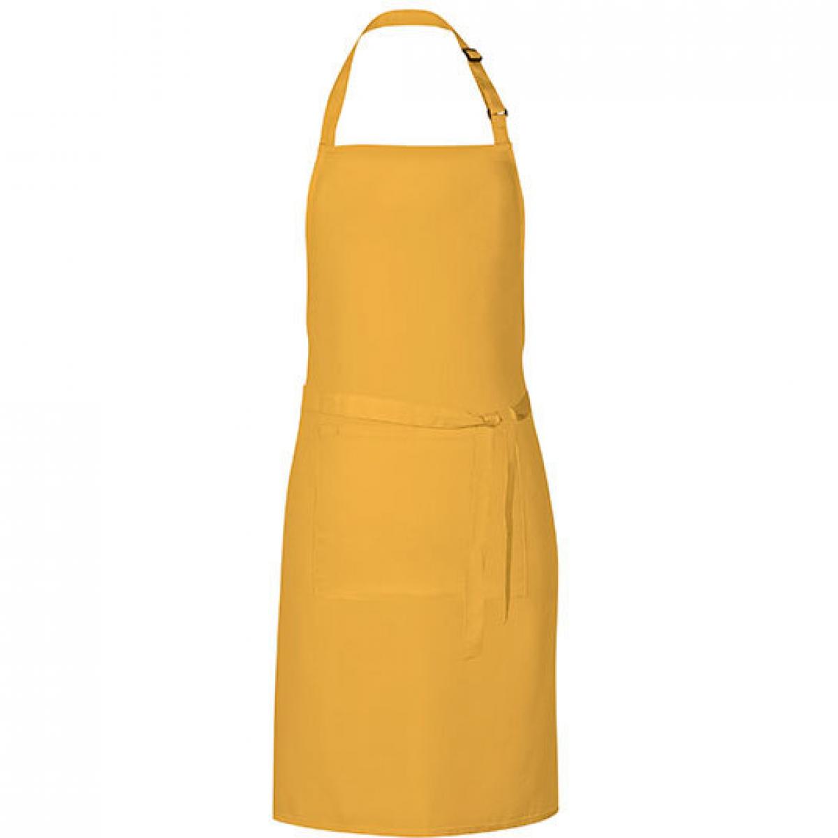 Hersteller: Link Kitchen Wear Herstellernummer: GS8572 Artikelbezeichnung: Grill Apron - 85 x 72 cm - Waschbar bis 60 °C Farbe: Sunflower (ca. Pantone 136c)