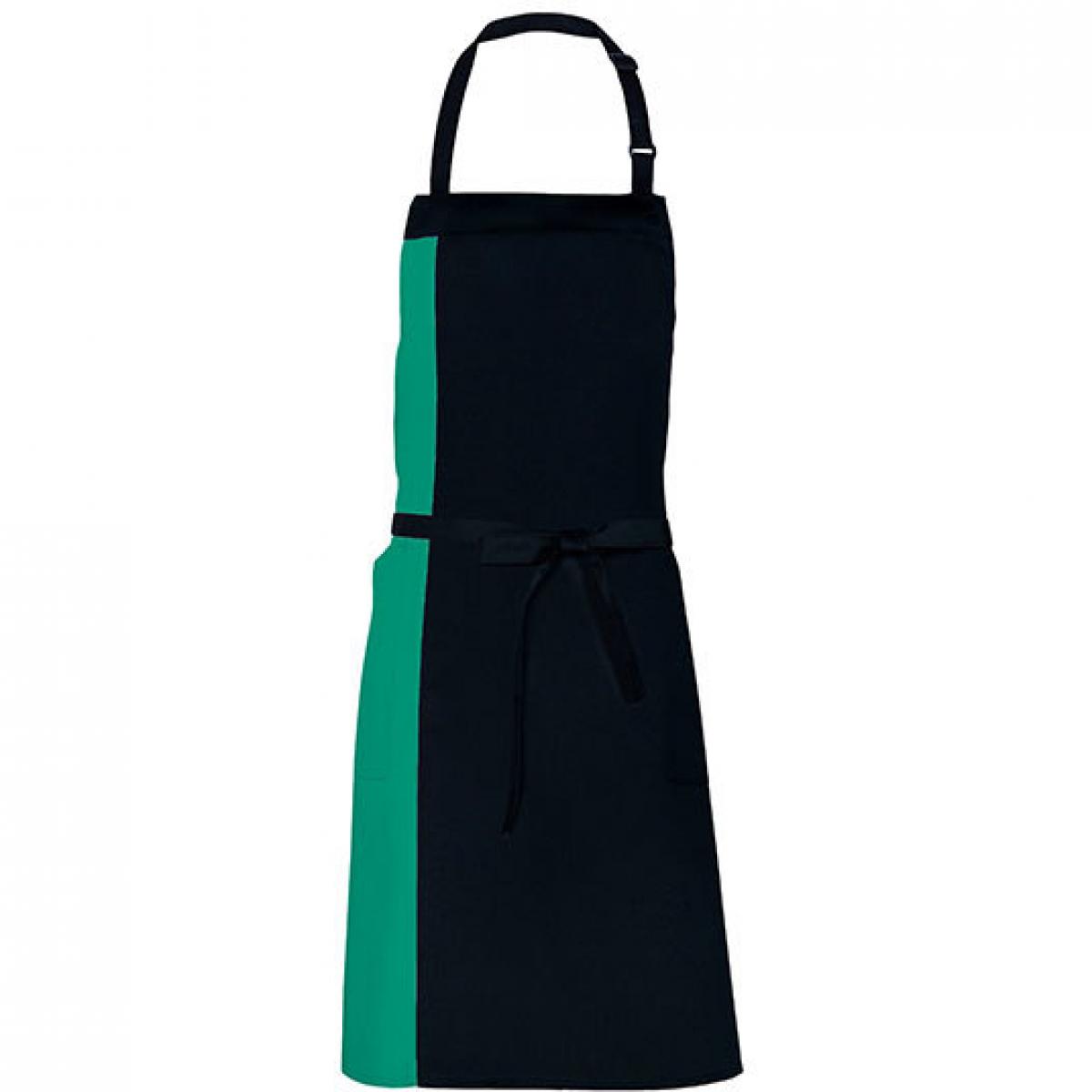 Hersteller: Link Kitchen Wear Herstellernummer: DS8572 Artikelbezeichnung: Duo Apron - 72 x 85 cm - Waschbar bis 60 °C Farbe: Black/Emerald (ca. Pantone 341)