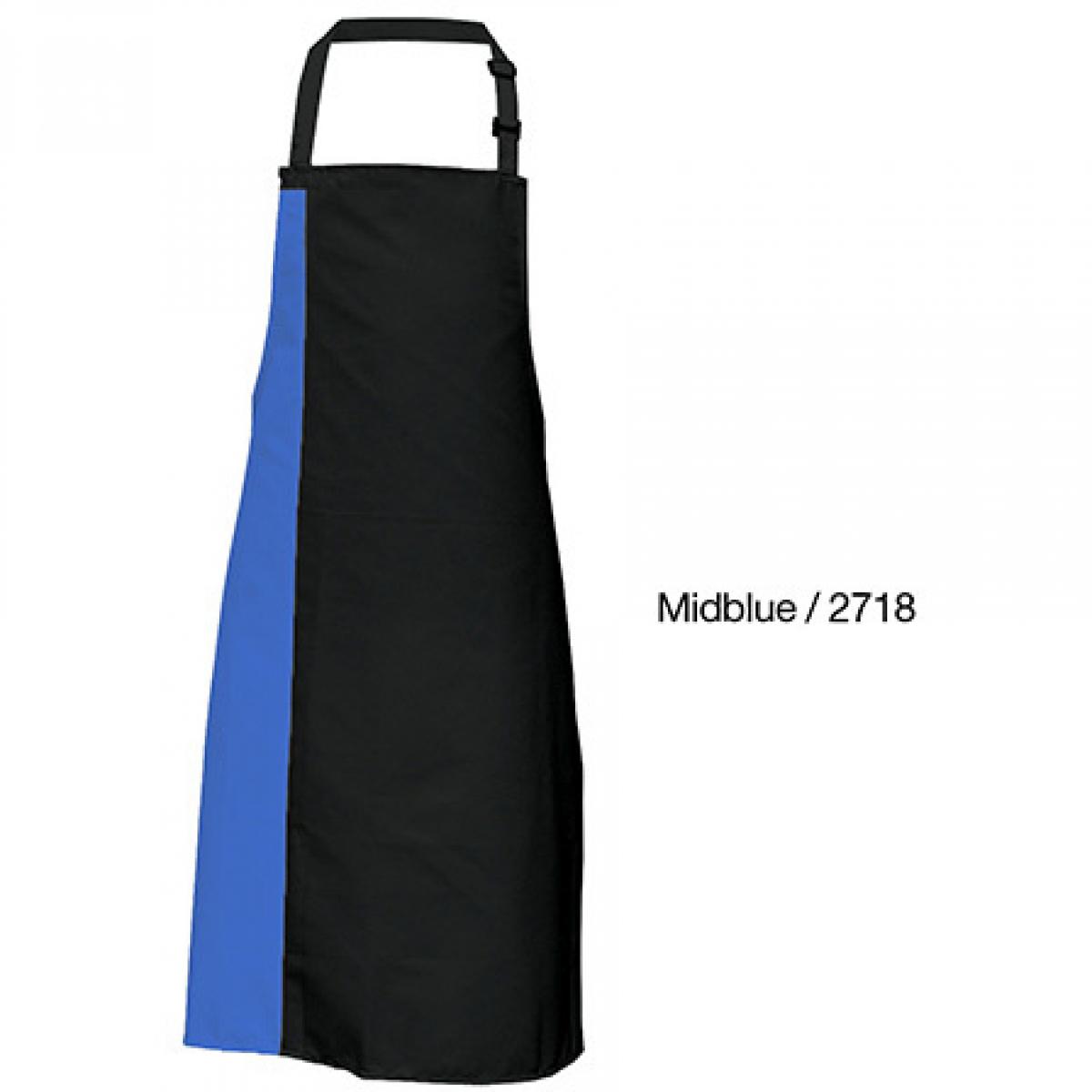 Hersteller: Link Kitchen Wear Herstellernummer: DS8572 Artikelbezeichnung: Duo Apron - 72 x 85 cm - Waschbar bis 60 °C Farbe: Black/Midblue (ca. Pantone 2718)