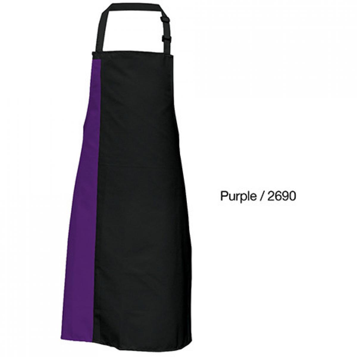 Hersteller: Link Kitchen Wear Herstellernummer: DS8572 Artikelbezeichnung: Duo Apron - 72 x 85 cm - Waschbar bis 60 °C Farbe: Black/Purple (ca. Pantone 269)