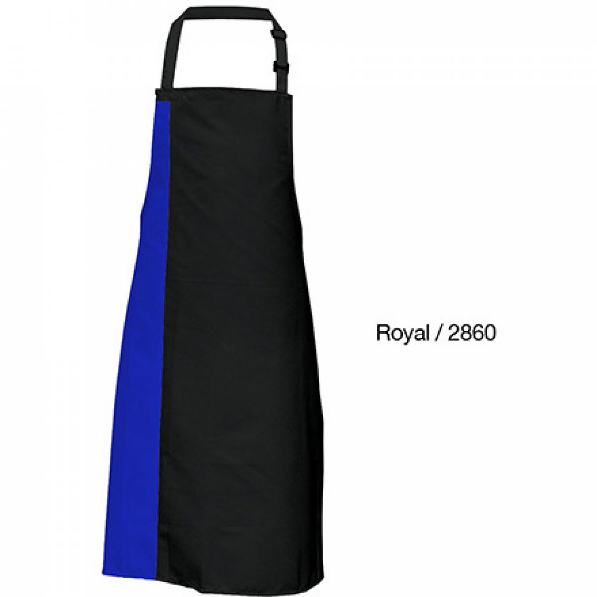 Hersteller: Link Kitchen Wear Herstellernummer: DS8572 Artikelbezeichnung: Duo Apron - 72 x 85 cm - Waschbar bis 60 °C Farbe: Black/Royal (ca. Pantone 286)