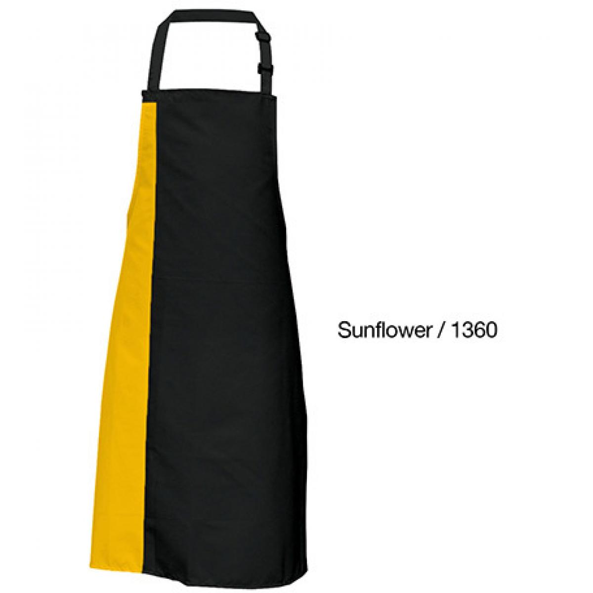 Hersteller: Link Kitchen Wear Herstellernummer: DS8572 Artikelbezeichnung: Duo Apron - 72 x 85 cm - Waschbar bis 60 °C Farbe: Black/Sunflower (ca. Pantone 136c)