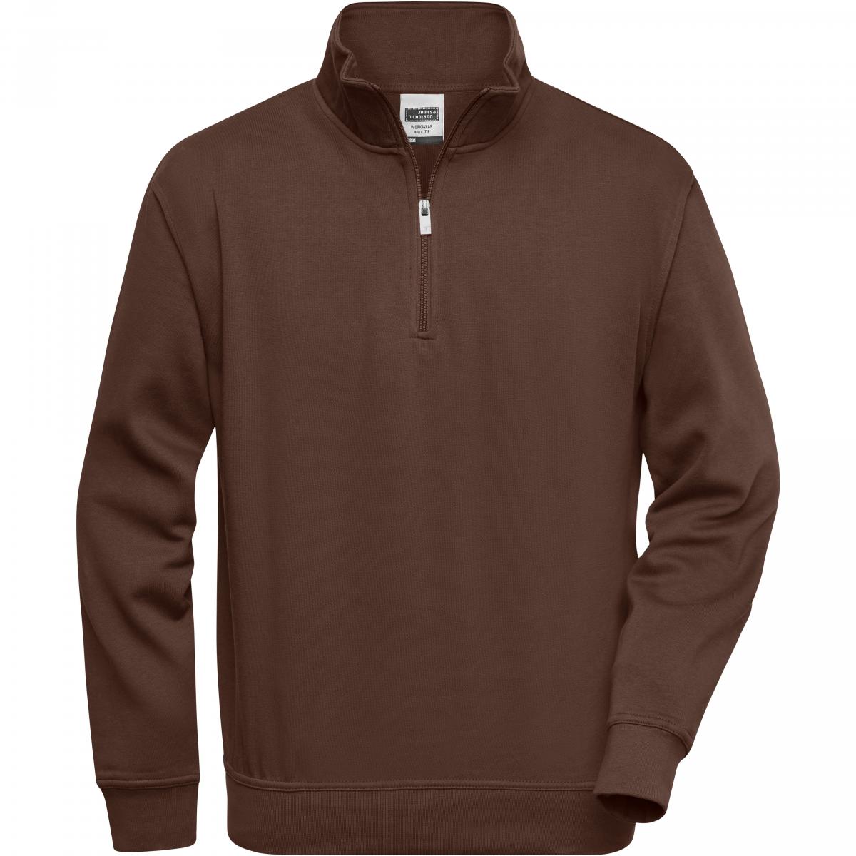 Hersteller: James+Nicholson Herstellernummer: JN831 Artikelbezeichnung: Workwear Half Zip Sweatshirt +Waschbar bis 60 °C Farbe: Brown