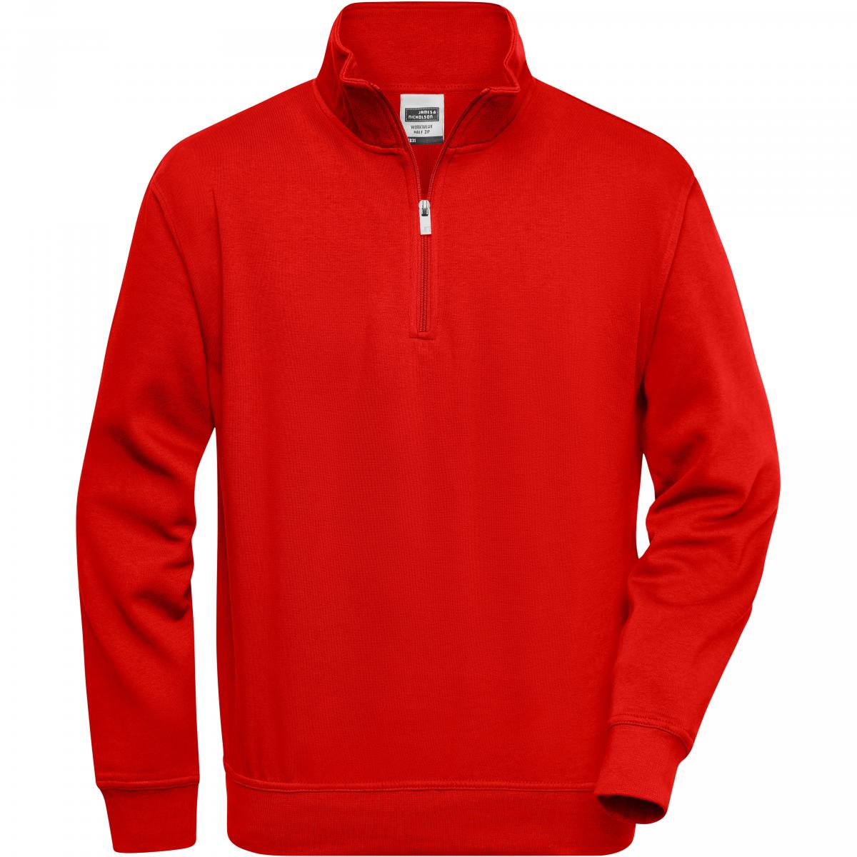 Hersteller: James+Nicholson Herstellernummer: JN831 Artikelbezeichnung: Workwear Half Zip Sweatshirt +Waschbar bis 60 °C Farbe: Red