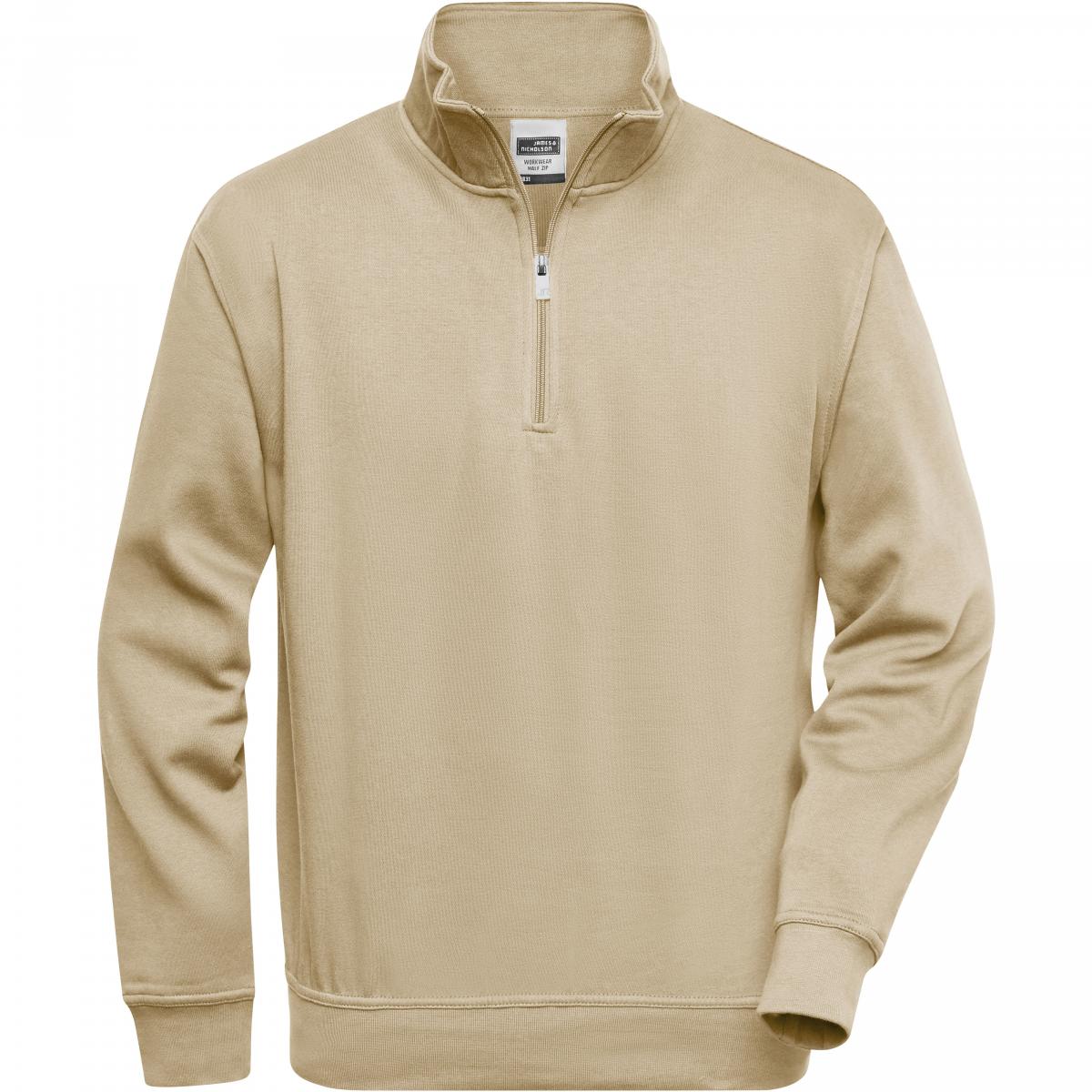 Hersteller: James+Nicholson Herstellernummer: JN831 Artikelbezeichnung: Workwear Half Zip Sweatshirt +Waschbar bis 60 °C Farbe: Stone