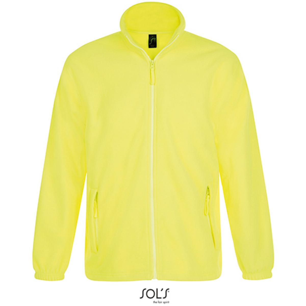 Hersteller: SOLs Herstellernummer: 55000 Artikelbezeichnung: Fleecejacket North / Herren Jacke bis 5XL Farbe: Neon Yellow