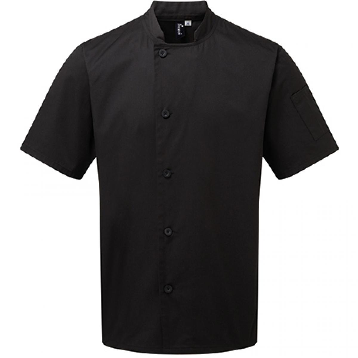 Hersteller: Premier Workwear Herstellernummer: PR900 Artikelbezeichnung: Kochjacke Essential Short Sleeve Chefs Jacket Farbe: Black