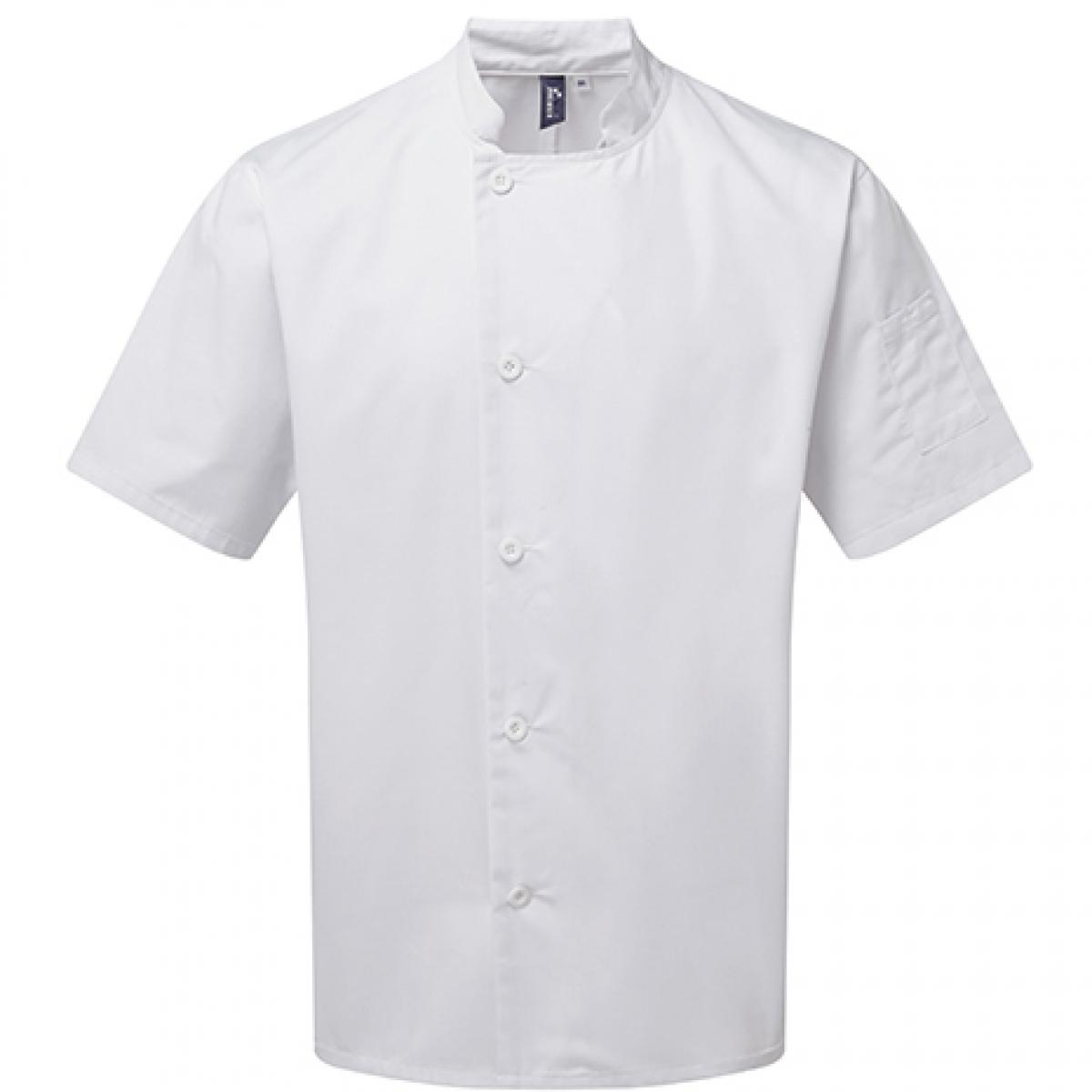 Hersteller: Premier Workwear Herstellernummer: PR900 Artikelbezeichnung: Kochjacke Essential Short Sleeve Chefs Jacket Farbe: White
