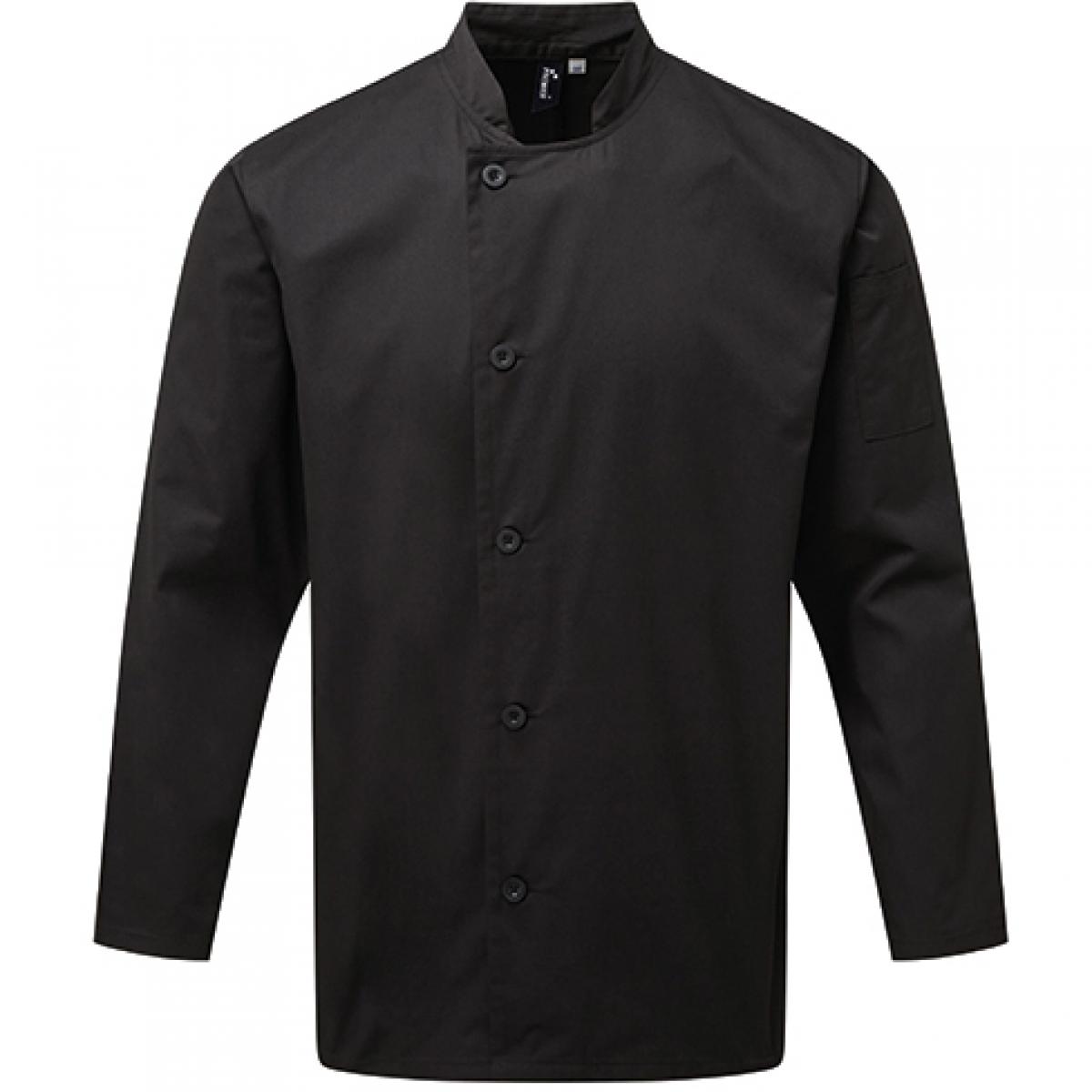 Hersteller: Premier Workwear Herstellernummer: PR901 Artikelbezeichnung: Kochjacke Essential Long Sleeve Chefs Jacket Farbe: Black