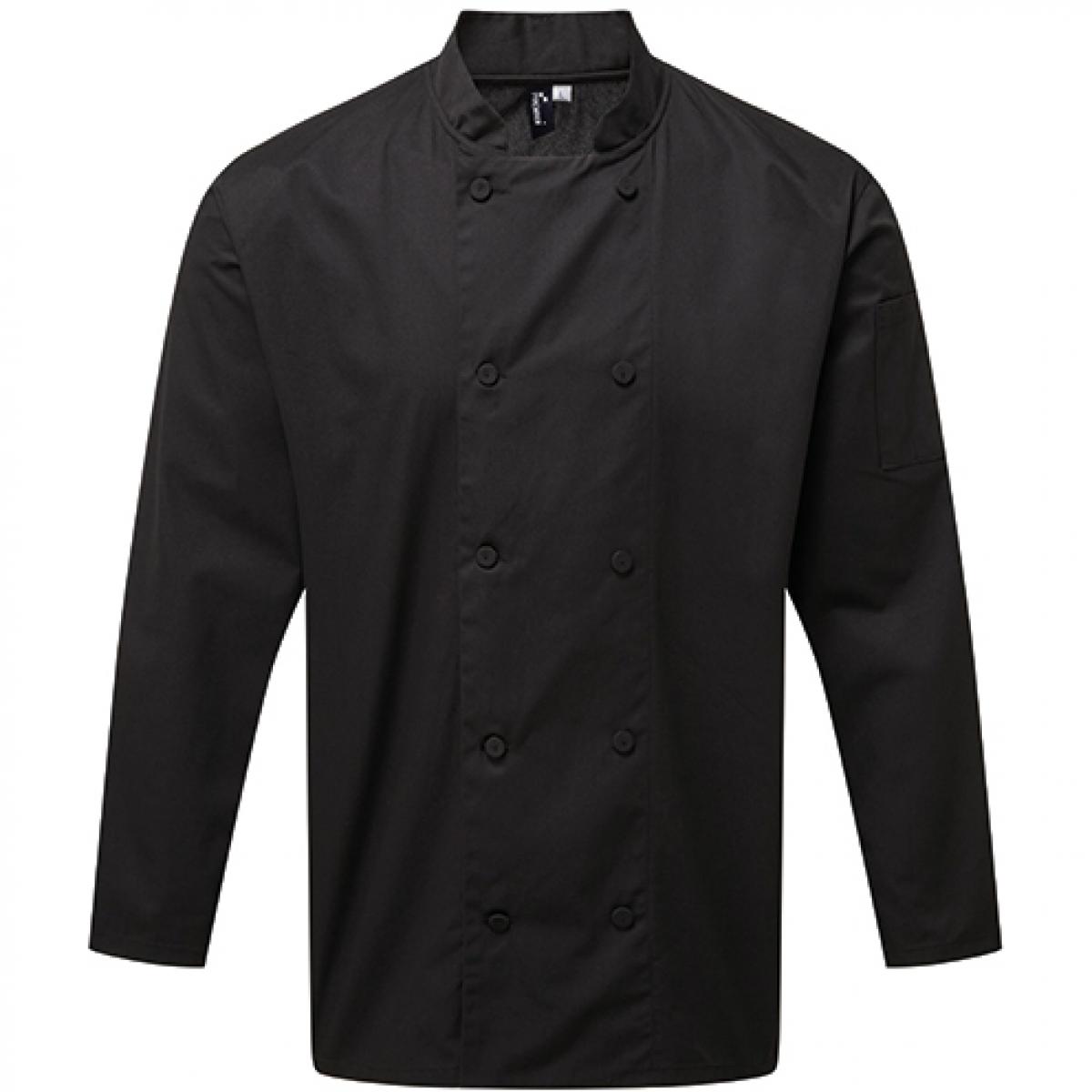 Hersteller: Premier Workwear Herstellernummer: PR903 Artikelbezeichnung: Kochjacke Chefs Long Sleeve Coolchecker® Jacket Farbe: Black