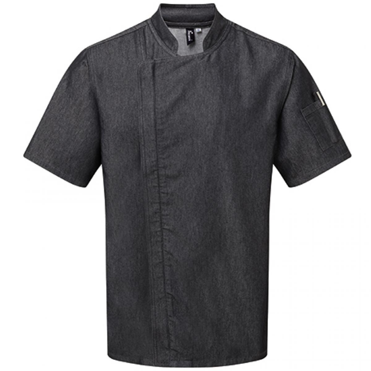 Hersteller: Premier Workwear Herstellernummer: PR906 Artikelbezeichnung: Kochjacke Chefs Zip-Close Short Sleeve Jacket Farbe: Black Denim (ca. Pantone 426C)