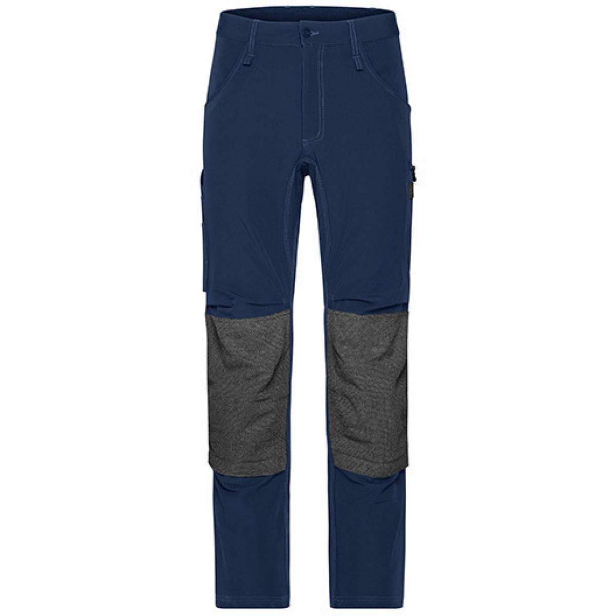 Hersteller: James+Nicholson Herstellernummer: JN1813 Artikelbezeichnung: Workwear Pants 4-Way Stretch Slim Line / Arbeitshose Farbe: Navy