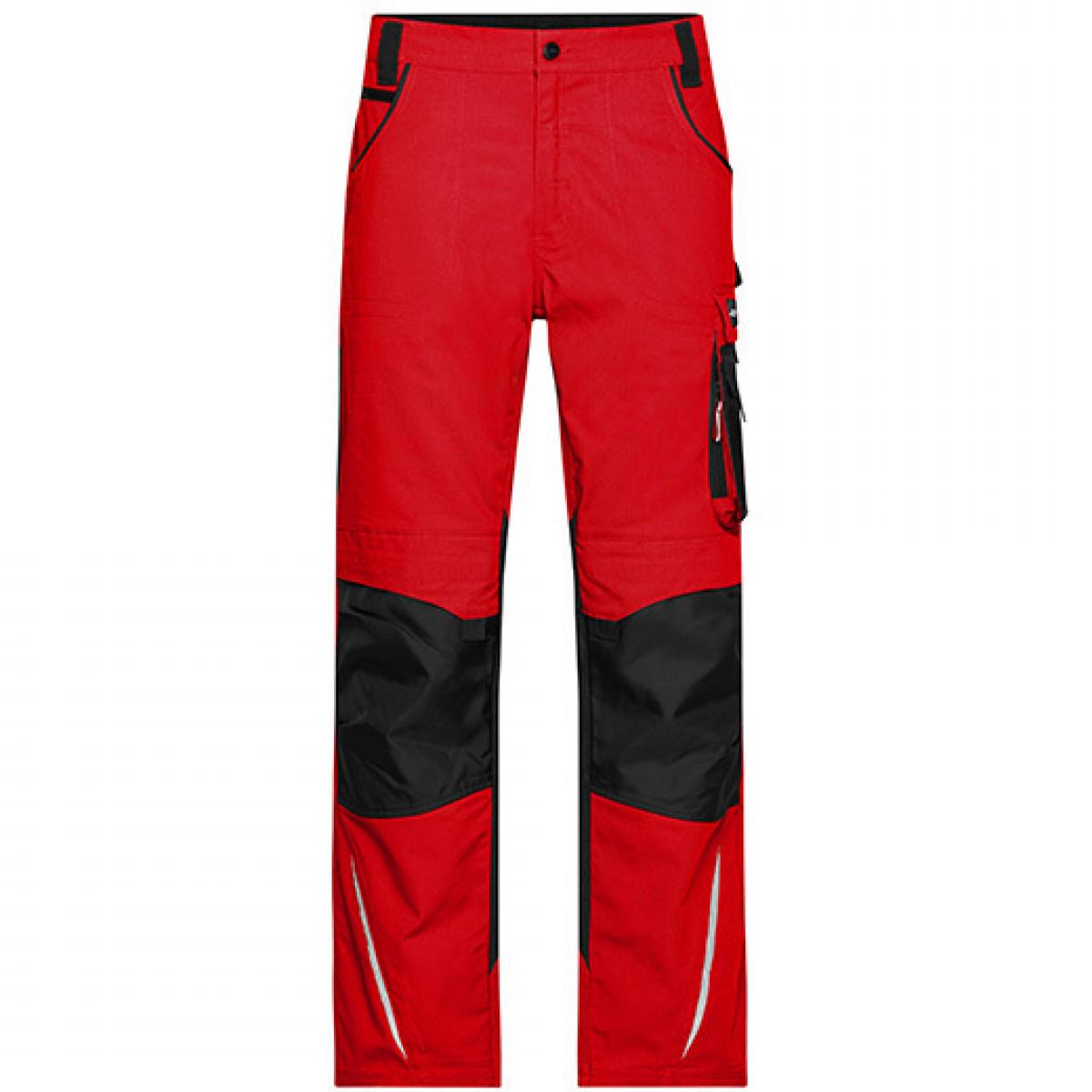 Hersteller: James+Nicholson Herstellernummer: JN832 Artikelbezeichnung: Workwear Pants -STRONG- / Arbeitshose lang Farbe: Red/Black
