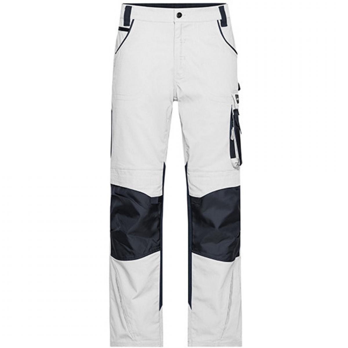 Hersteller: James+Nicholson Herstellernummer: JN832 Artikelbezeichnung: Workwear Pants -STRONG- / Arbeitshose lang Farbe: White/Carbon