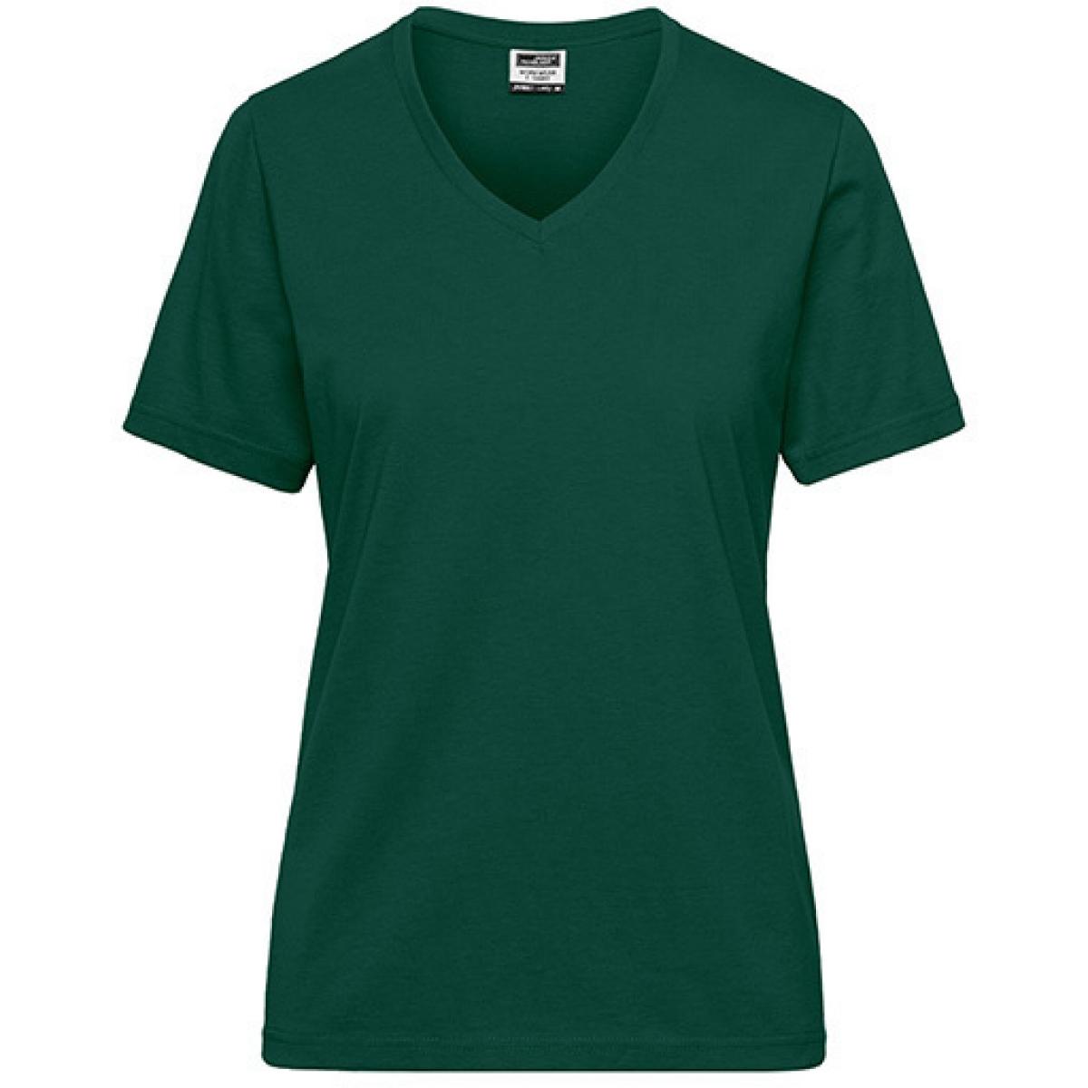Hersteller: James+Nicholson Herstellernummer: JN1807 Artikelbezeichnung: Ladies‘ BIO Workwear T-Shirt / Damen T-Shirt - Waschbar 60C Farbe: Dark Green