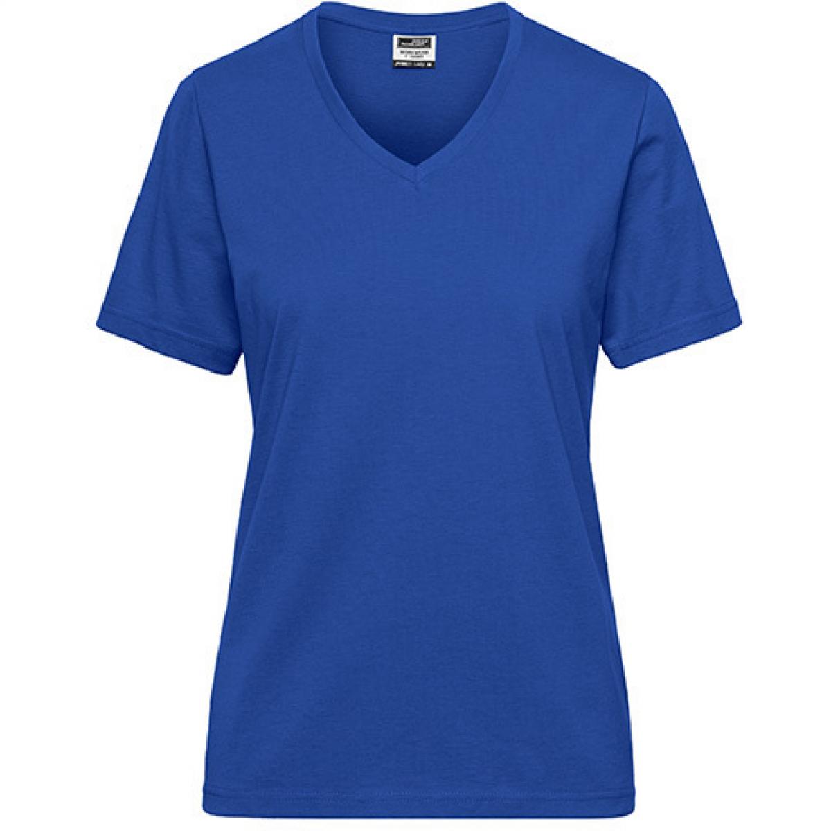 Hersteller: James+Nicholson Herstellernummer: JN1807 Artikelbezeichnung: Ladies‘ BIO Workwear T-Shirt / Damen T-Shirt - Waschbar 60C Farbe: Royal
