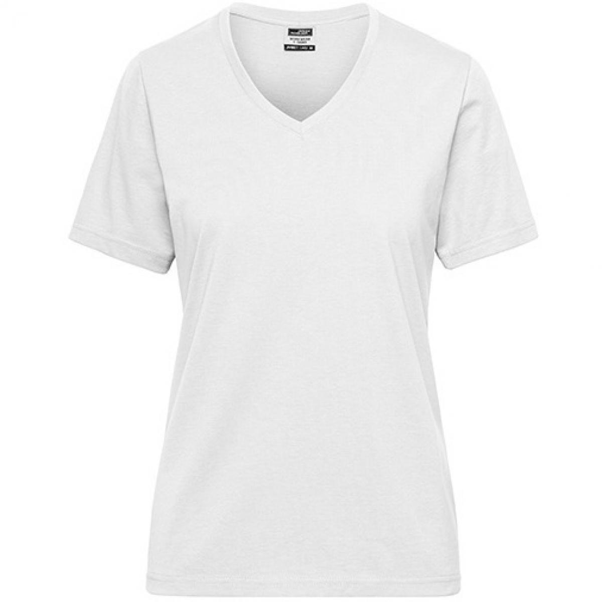 Hersteller: James+Nicholson Herstellernummer: JN1807 Artikelbezeichnung: Ladies‘ BIO Workwear T-Shirt / Damen T-Shirt - Waschbar 60C Farbe: White