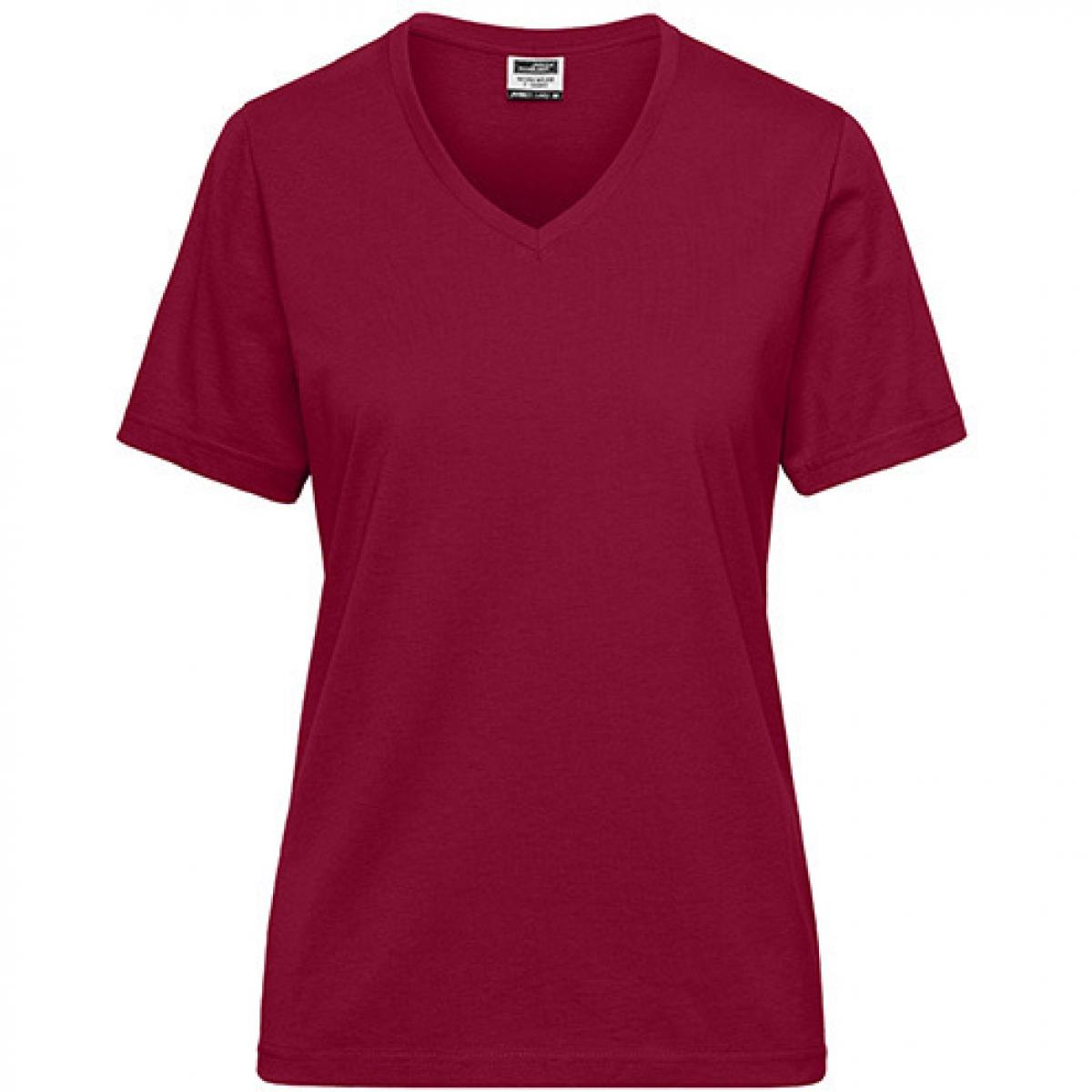 Hersteller: James+Nicholson Herstellernummer: JN1807 Artikelbezeichnung: Ladies‘ BIO Workwear T-Shirt / Damen T-Shirt - Waschbar 60C Farbe: Wine