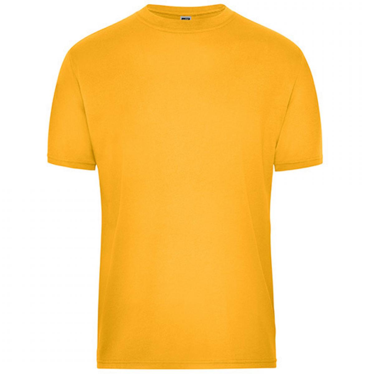 Hersteller: James+Nicholson Herstellernummer: JN1808 Artikelbezeichnung: Men‘s BIO Workwear T-Shirt, Waschbar bis 60 °C Farbe: Gold Yellow