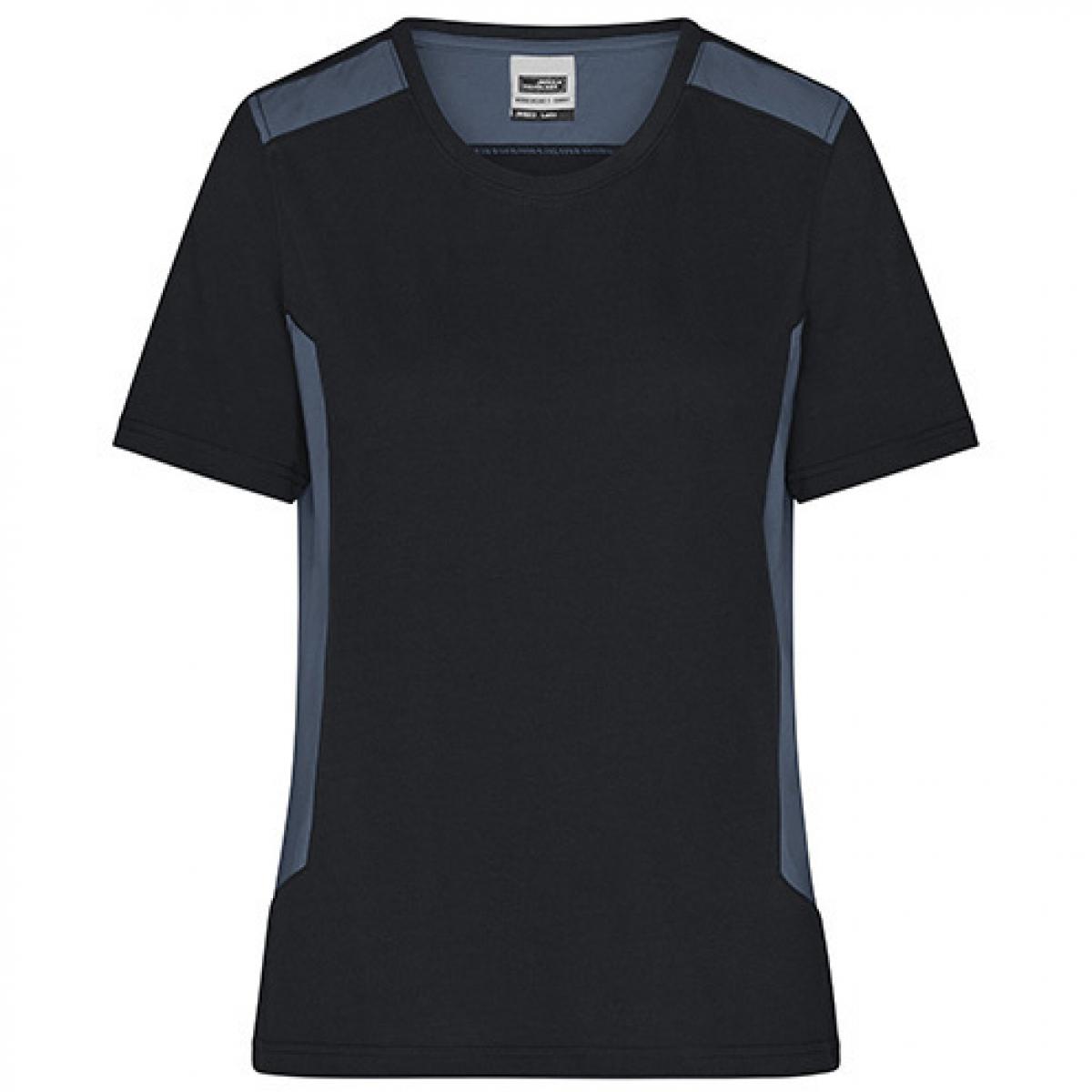 Hersteller: James+Nicholson Herstellernummer: JN1823 Artikelbezeichnung: Damen T, Ladies‘ Workwear T-Shirt -STRONG- Waschbar bis 60 ° Farbe: Black/Carbon