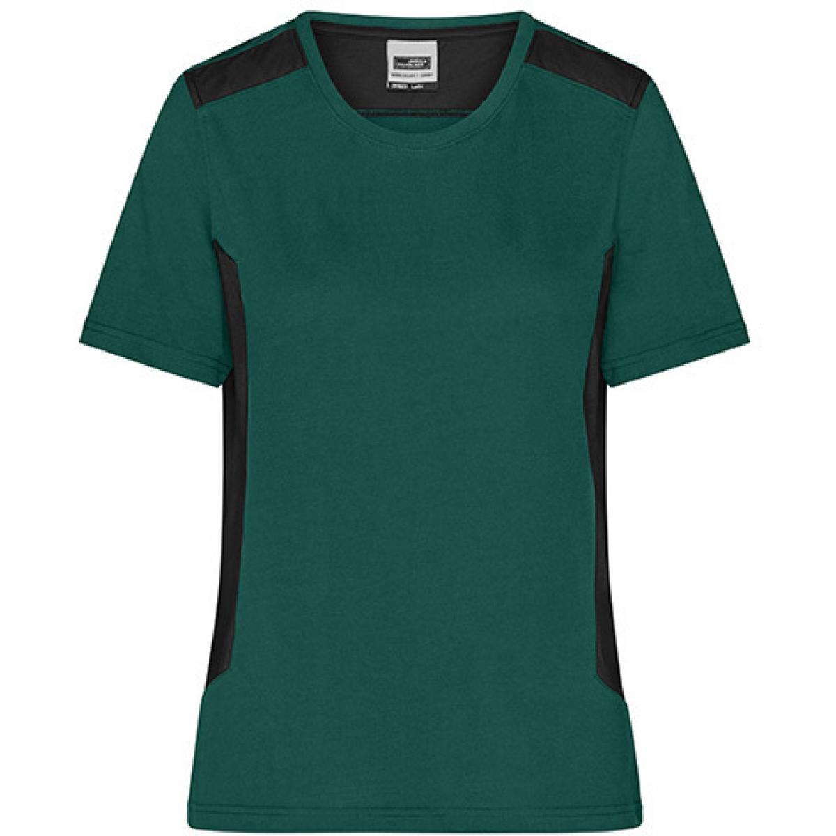 Hersteller: James+Nicholson Herstellernummer: JN1823 Artikelbezeichnung: Damen T, Ladies‘ Workwear T-Shirt -STRONG- Waschbar bis 60 ° Farbe: Dark Green/Black