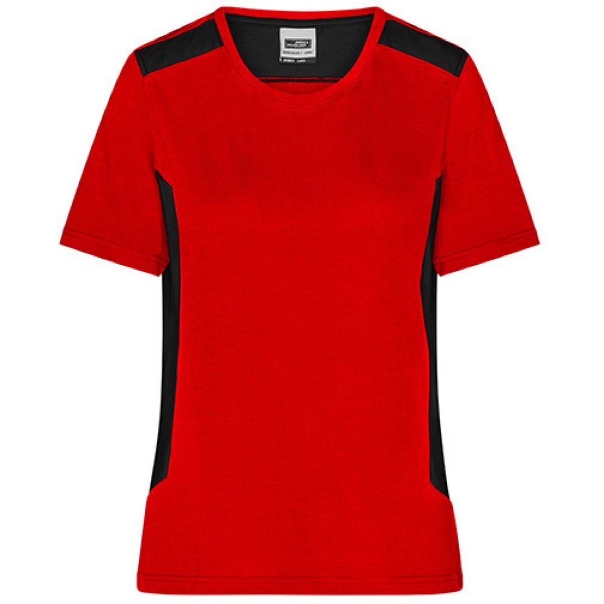 Hersteller: James+Nicholson Herstellernummer: JN1823 Artikelbezeichnung: Damen T, Ladies‘ Workwear T-Shirt -STRONG- Waschbar bis 60 ° Farbe: Red/Black