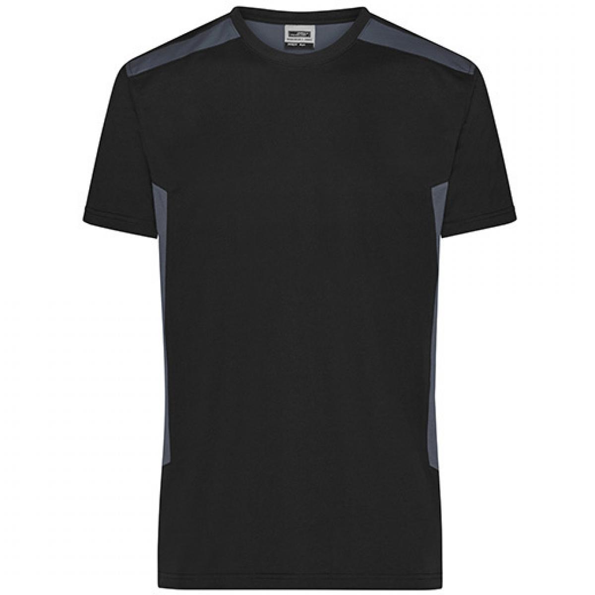 Hersteller: James+Nicholson Herstellernummer: JN1824 Artikelbezeichnung: Herren T, Men‘s Workwear T-Shirt -STRONG-Waschbar bis 60 °C Farbe: Black/Carbon