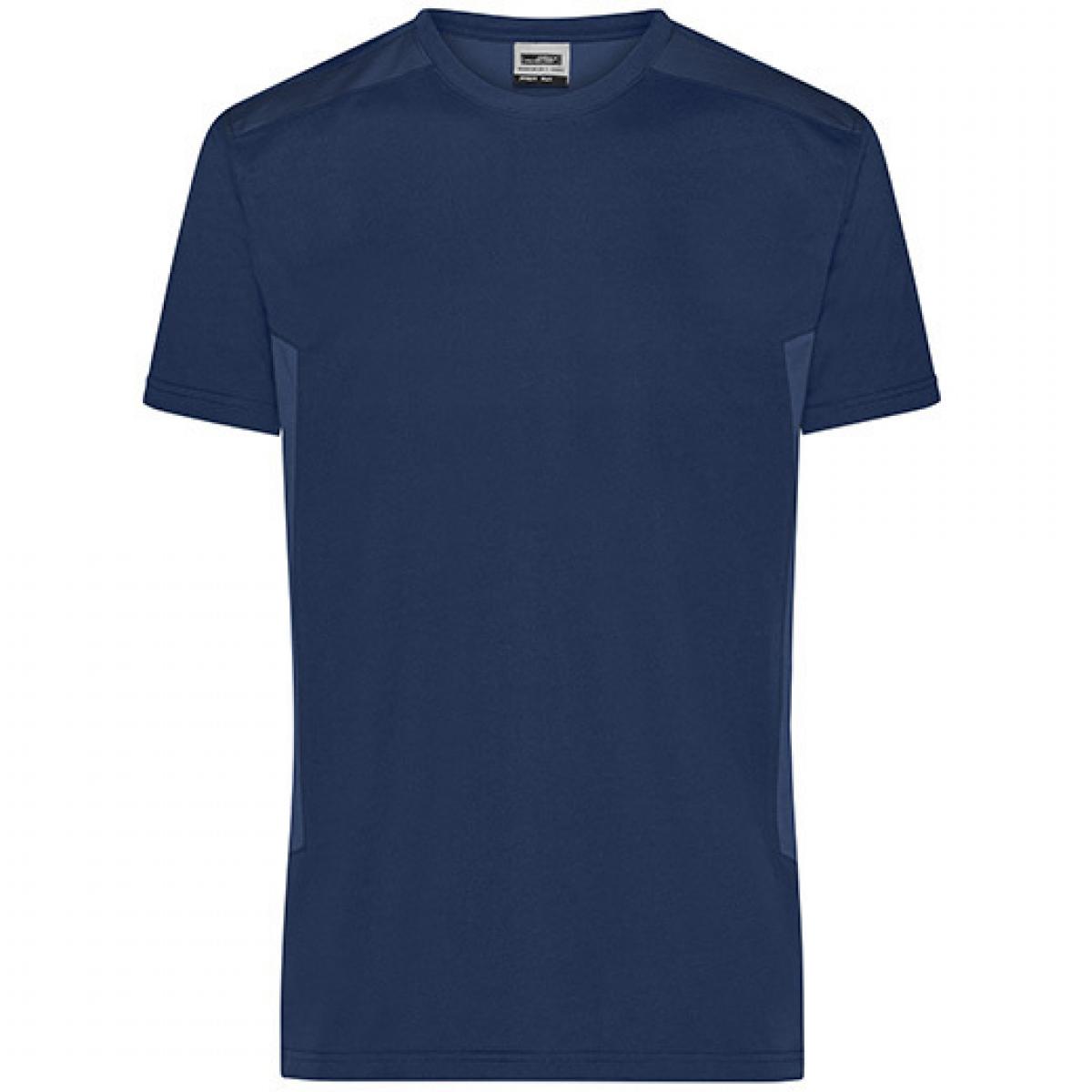 Hersteller: James+Nicholson Herstellernummer: JN1824 Artikelbezeichnung: Herren T, Men‘s Workwear T-Shirt -STRONG-Waschbar bis 60 °C Farbe: Navy/Navy