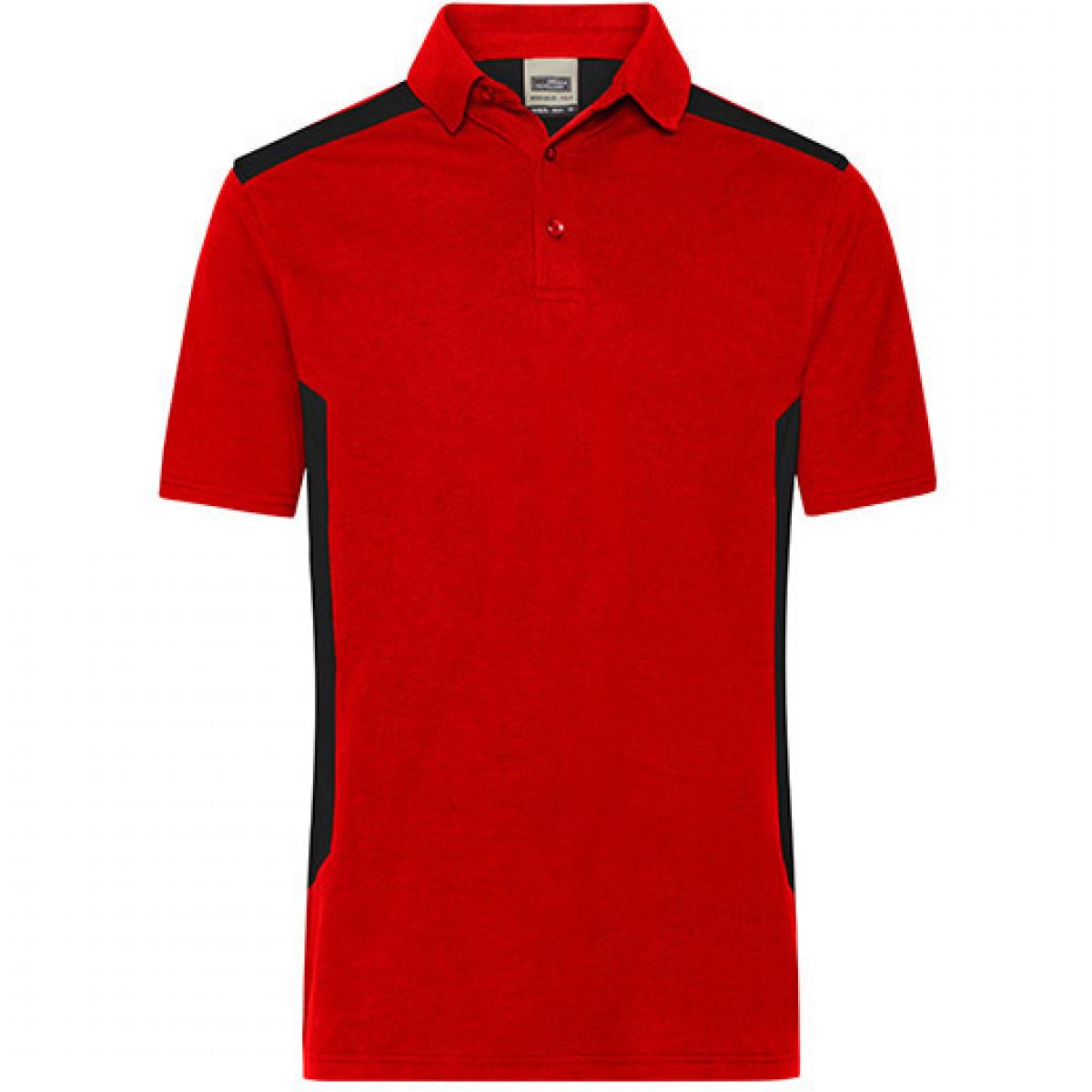 Hersteller: James+Nicholson Herstellernummer: JN1826 Artikelbezeichnung: Herren Polo, Men‘s Workwear Polo -STRONG-Waschbar bis 60 °C Farbe: Red/Black