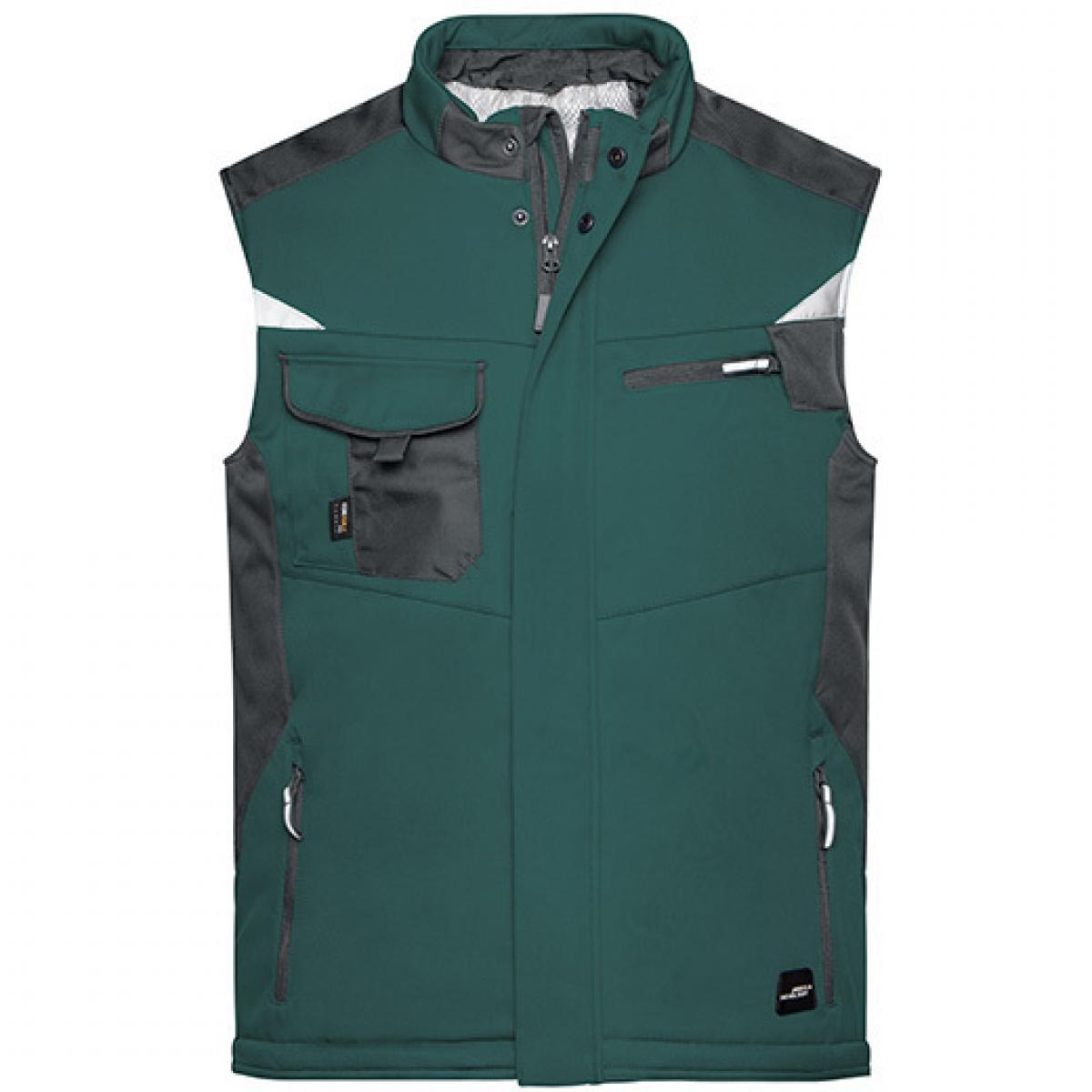 Hersteller: James+Nicholson Herstellernummer: JN825 Artikelbezeichnung: Herren Jacke, Craftsmen Softshell Vest -STRONG- Farbe: Dark Green/Black