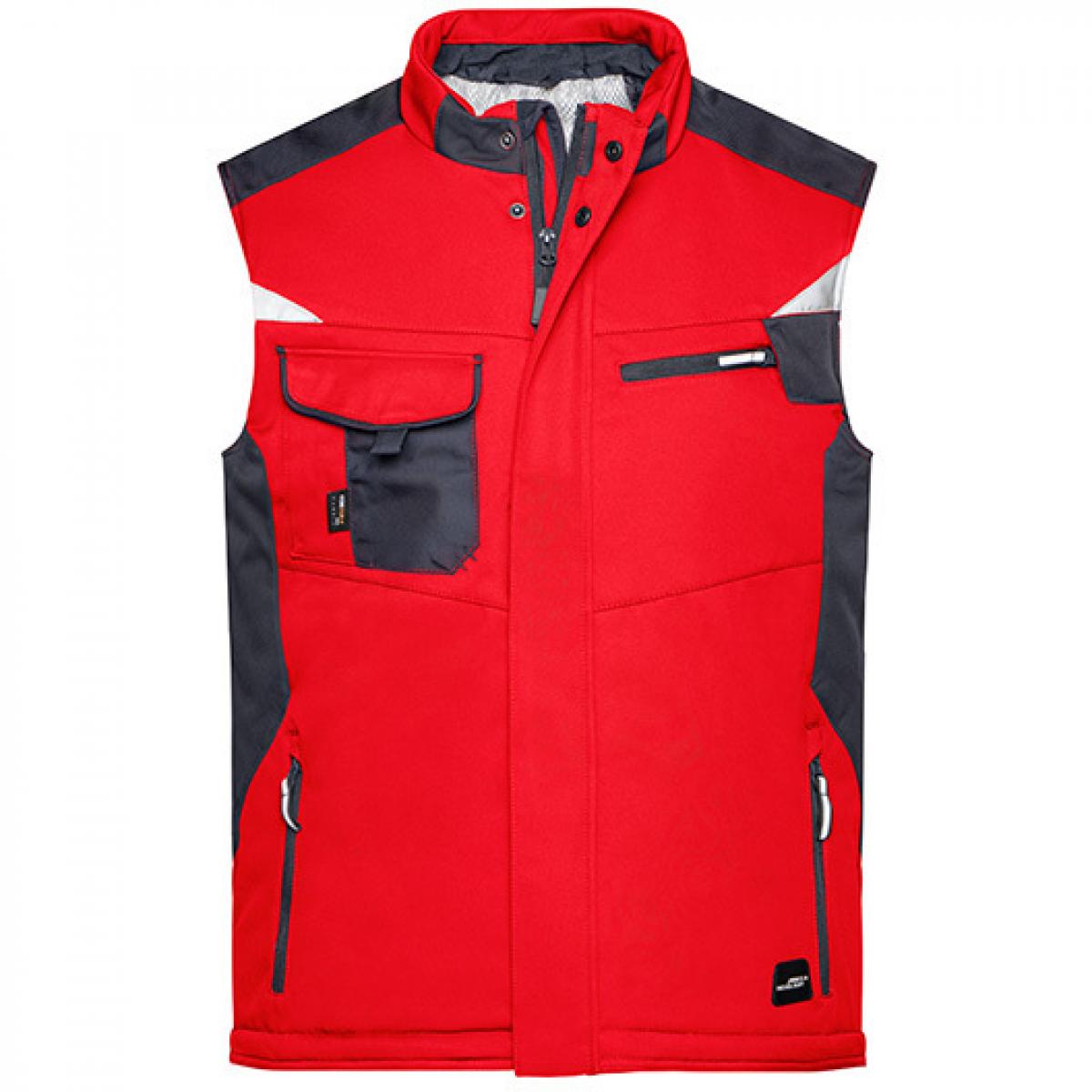 Hersteller: James+Nicholson Herstellernummer: JN825 Artikelbezeichnung: Herren Jacke, Craftsmen Softshell Vest -STRONG- Farbe: Red/Black