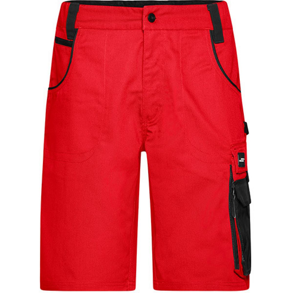 Hersteller: James+Nicholson Herstellernummer: JN835 Artikelbezeichnung: Herren Hose, Workwear Bermudas -STRONG- Farbe: Red/Black