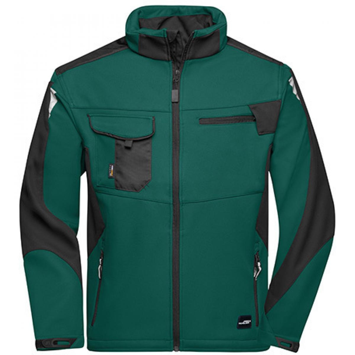 Hersteller: James+Nicholson Herstellernummer: JN844 Artikelbezeichnung: Herren Jacke, Workwear Softshell Jacket -STRONG- Farbe: Dark Green/Black