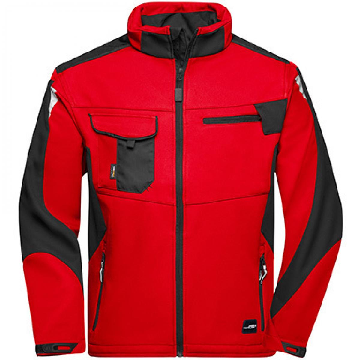 Hersteller: James+Nicholson Herstellernummer: JN844 Artikelbezeichnung: Herren Jacke, Workwear Softshell Jacket -STRONG- Farbe: Red/Black