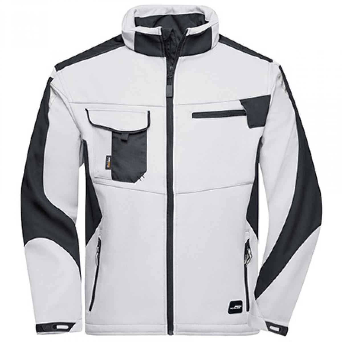 Hersteller: James+Nicholson Herstellernummer: JN844 Artikelbezeichnung: Herren Jacke, Workwear Softshell Jacket -STRONG- Farbe: White/Carbon