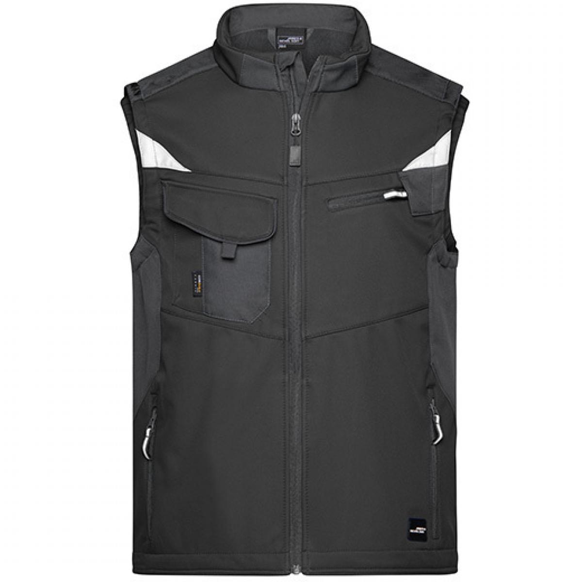 Hersteller: James+Nicholson Herstellernummer: JN845 Artikelbezeichnung: Herren Jacke, Workwear Softshell Vest -STRONG- Farbe: Black/Black