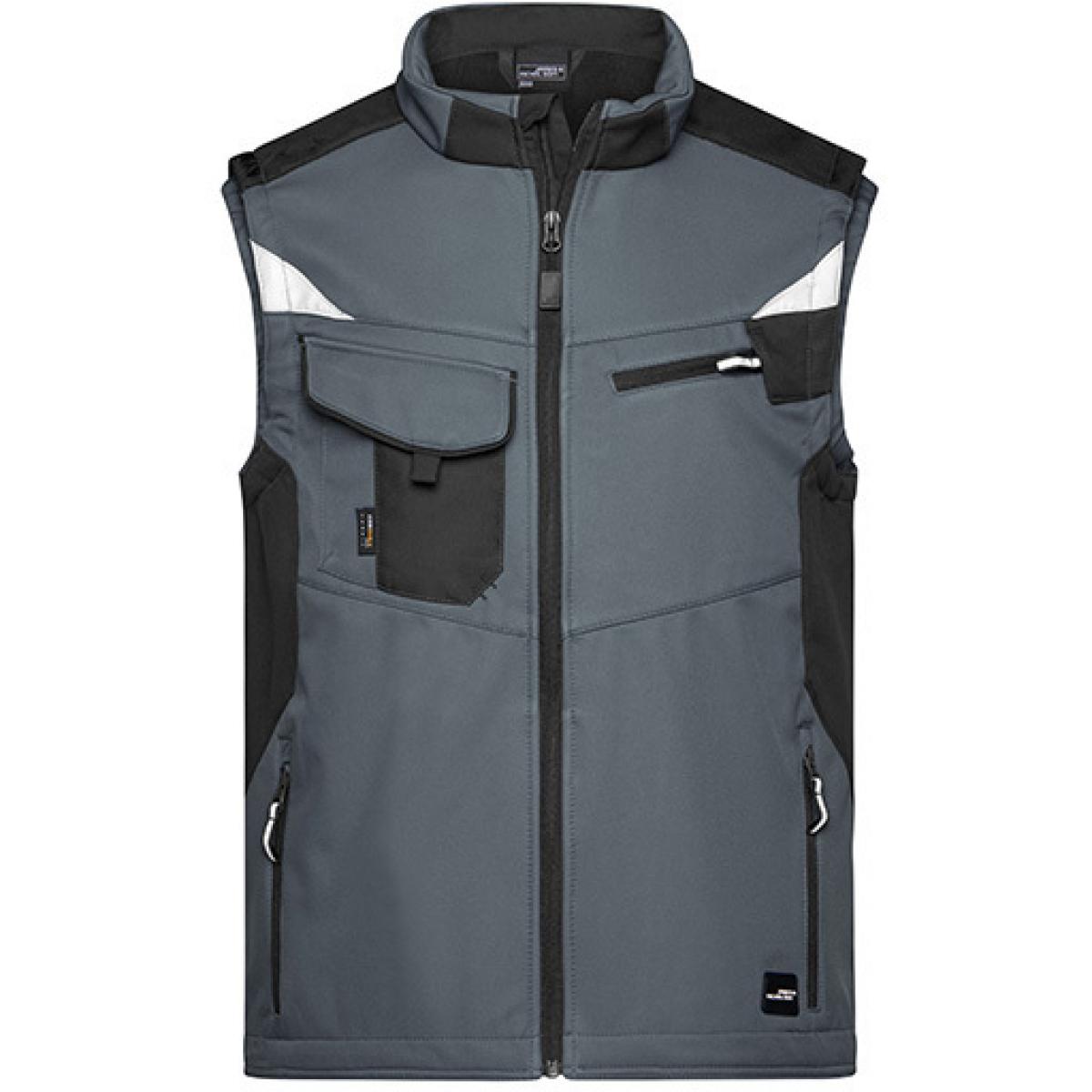 Hersteller: James+Nicholson Herstellernummer: JN845 Artikelbezeichnung: Herren Jacke, Workwear Softshell Vest -STRONG- Farbe: Carbon/Black