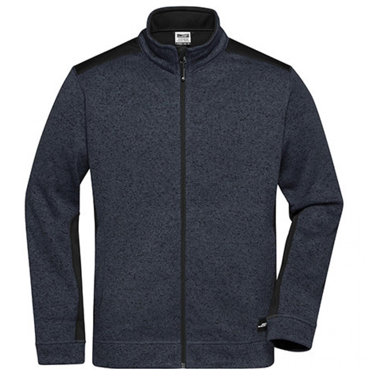 Hersteller: James+Nicholson Herstellernummer: JN862 Artikelbezeichnung: Herren Jacke, Men‘s Knitted Workwear Fleece Jacket -STRONG- Farbe: Carbon Melange/Black