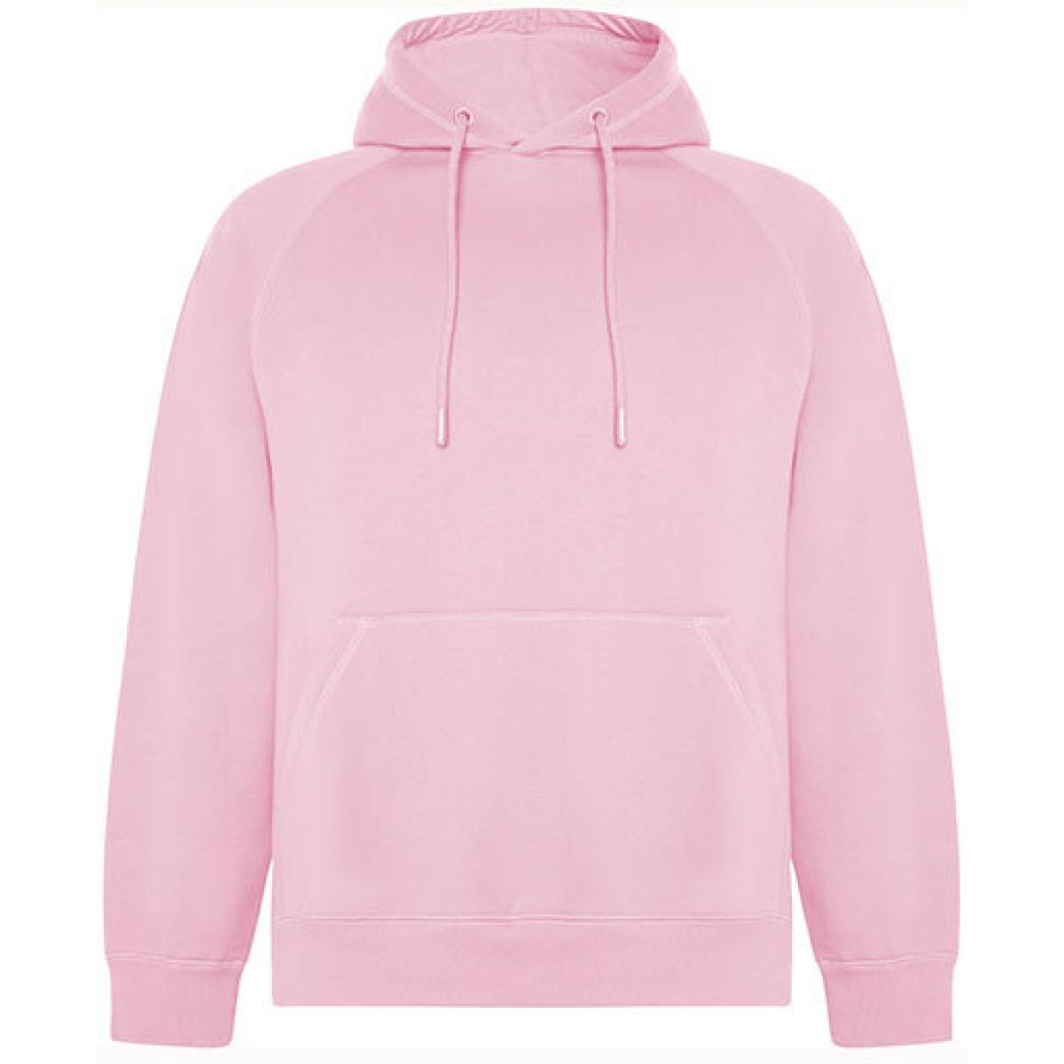 Hersteller: Roly Eco Herstellernummer: SU1074 Artikelbezeichnung: Vinson Organic Hooded Sweatshirt - Unisex Kapuzenpullover Farbe: Light Pink 48